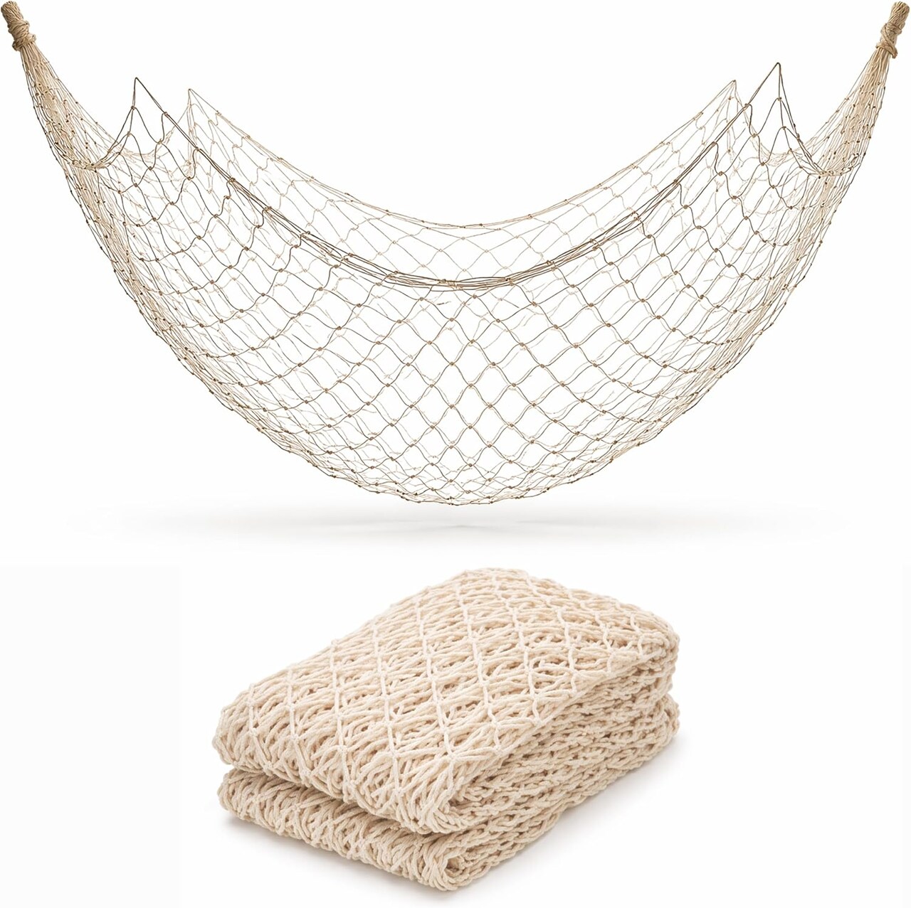 4E's Novelty 1 Pack Fish Net Decorations - Natural Cotton 14ft x 4ft Beach Themed Party Decor